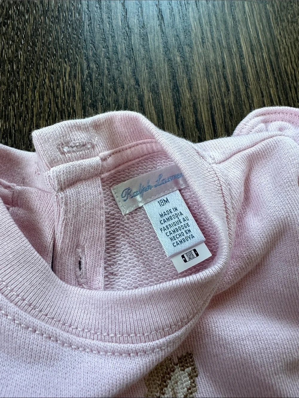 Ralph Lauren Pink Bunny Embroidered Ruffle Shoulder Sweatshirt - 18M